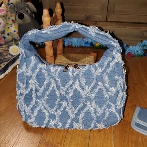 Distressed Blue Jean Shoulder Bag